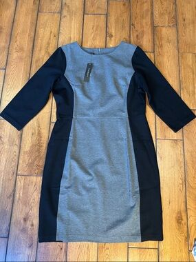 Talbots Gray and Black Colorblock Sheath Dress